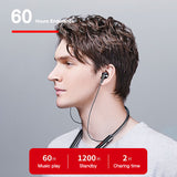 Eardeco 60 horas endurance bluetooth fones de ouvido estéreo bass sem fio fone de ouvido neckband display led de energia cartão de tf ímã